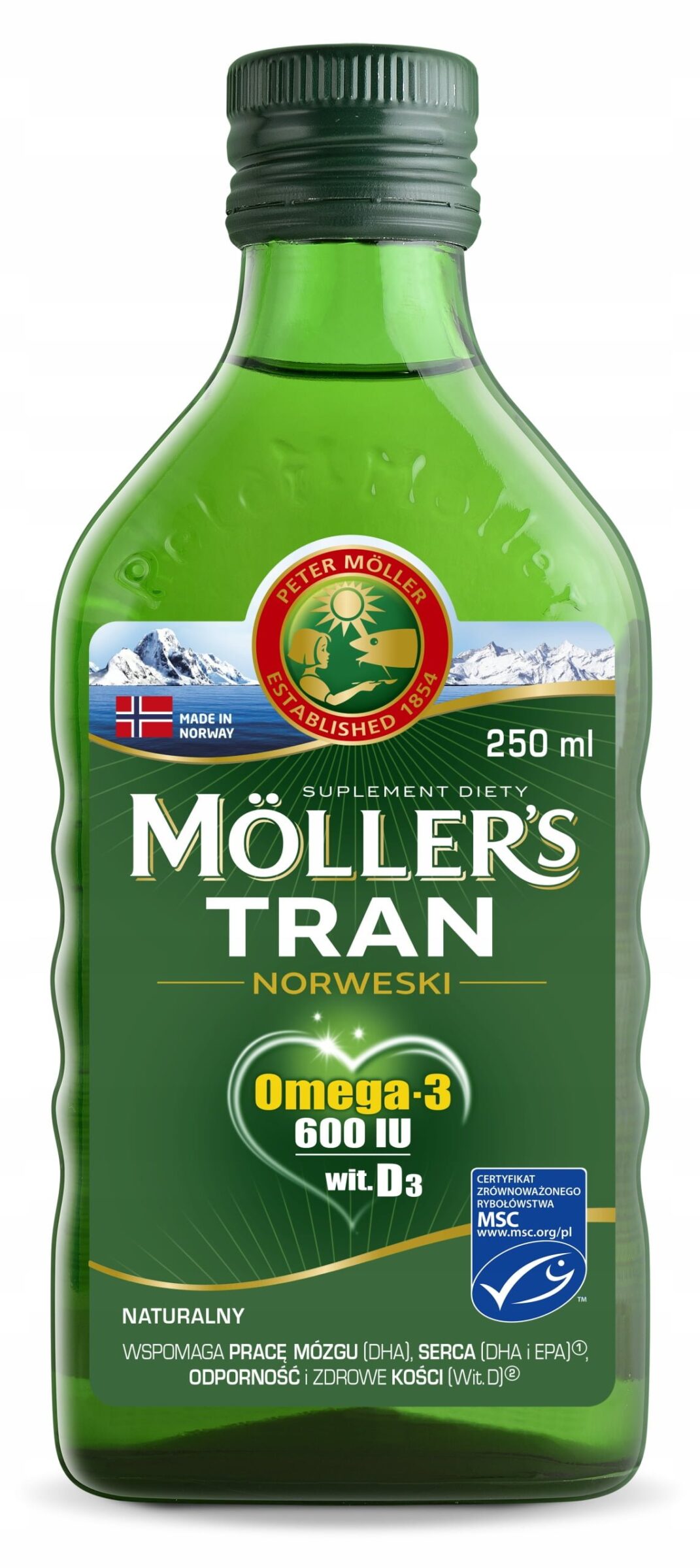 Moller's Tran Norweski Naturalny Omega-3 +D3 250ml