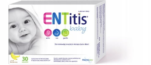 ENTitis Baby Bananowe Saszetki dla Dzieci - Ucho, Nos, Gardło - 30 saszetek
