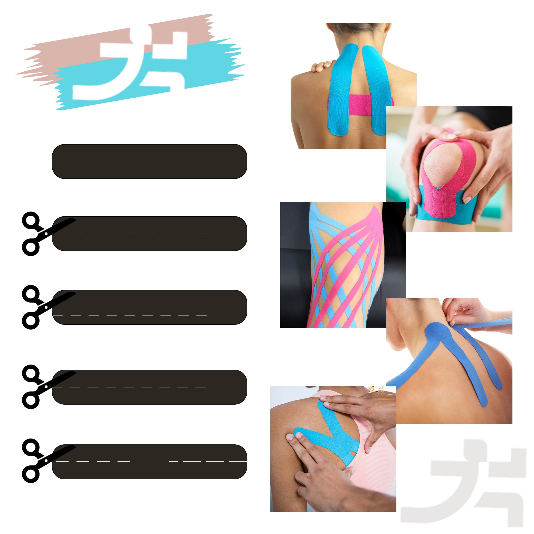 TitanGrit Taśma Kinezjologiczna Tape. - Wodoodporna, Czarna 5mx5cm