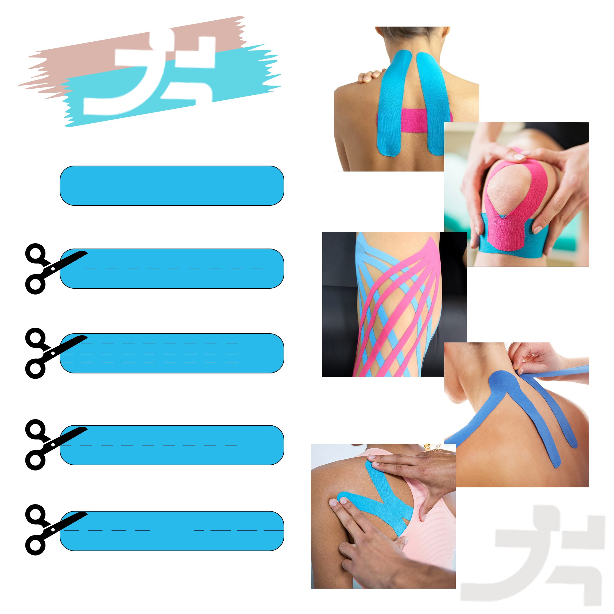 TitanGrit Taśma Kinezjologiczna Tape. - Wodoodporna, Niebieska 5mx5cm