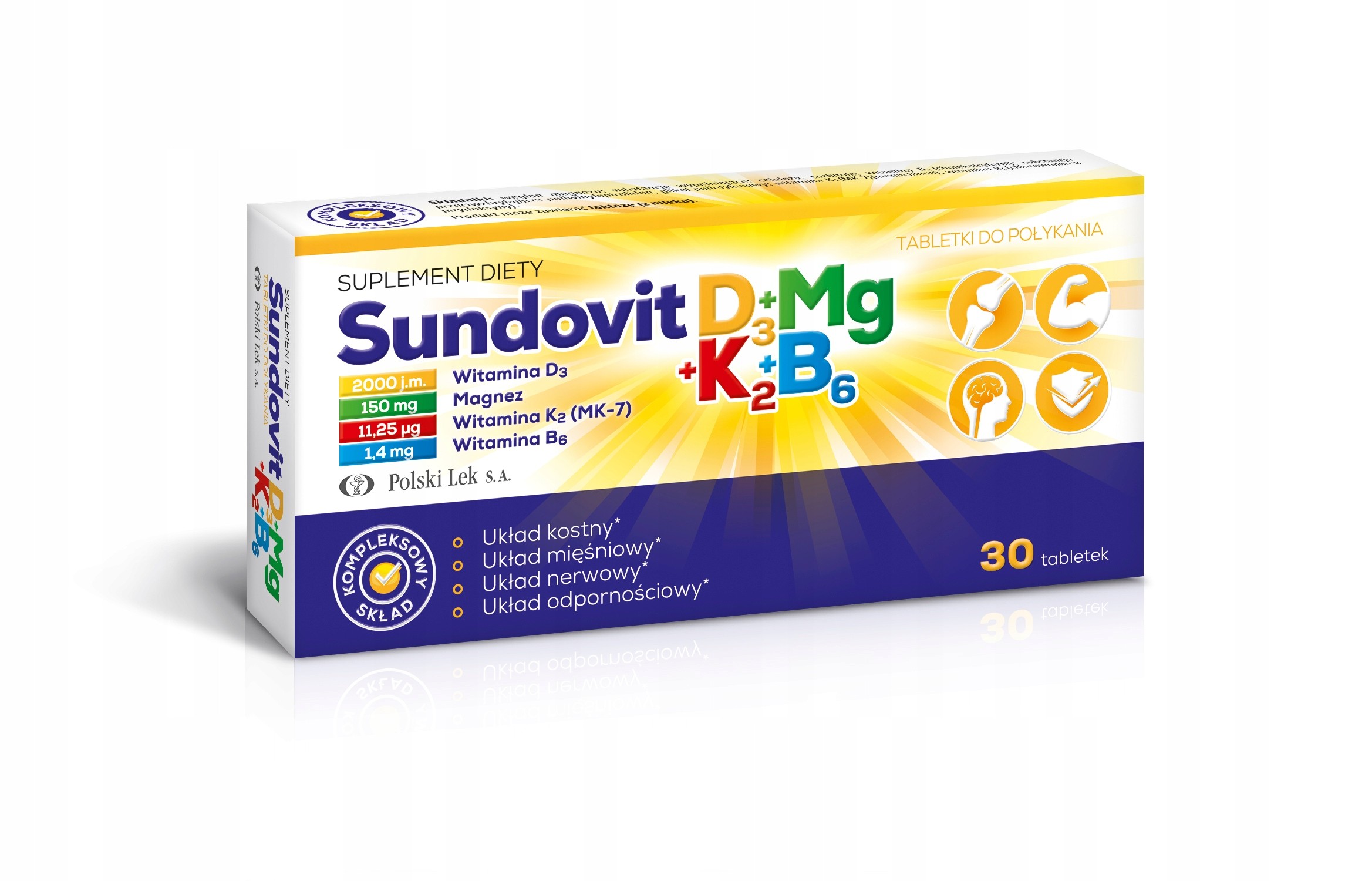 Sundovit D3+Mg+K2+B6 Wsparcie Odporności 30 Tabletek