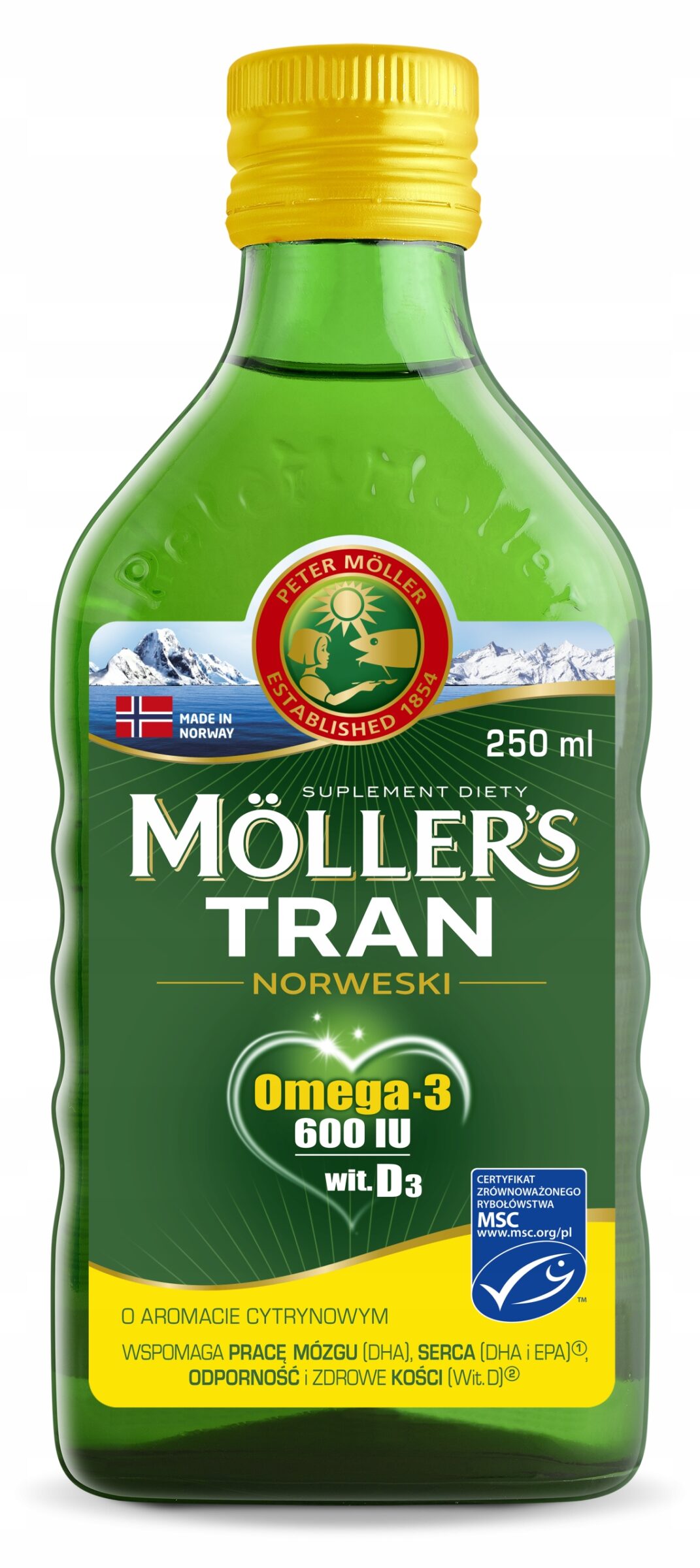 Moller's Tran Norweski Cytrynowy Omega-3 +D3 250ml